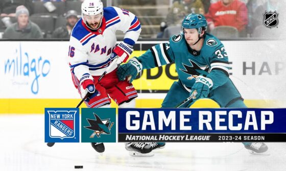 Rangers @ Sharks 1/23 | NHL Highlights 2024