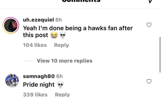 You know what? i might get downvoted for this but who cares; i’m so sick of the speds in our comments berating Pride Night, especially when the Hawks (and every NBA team) have done Pride Night for what? 5-6 straight seasons? now y’all got a problem?? 💀💀 cmon now.