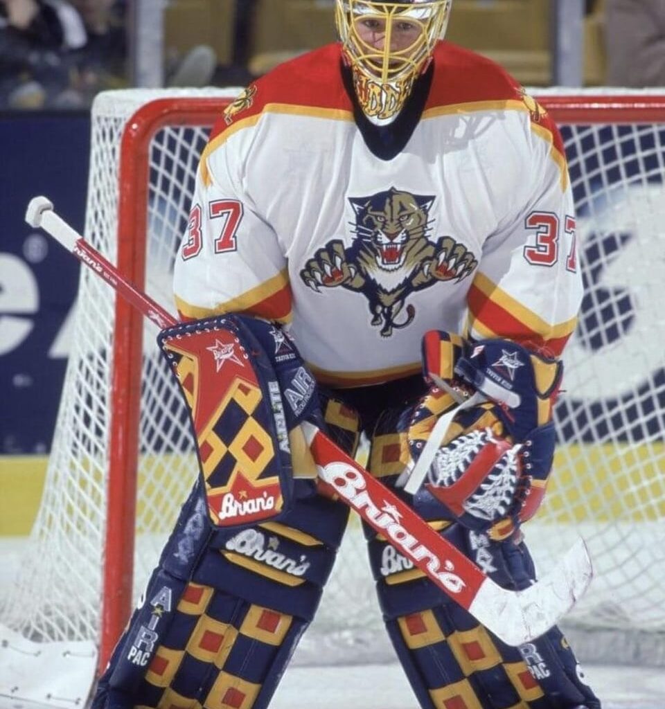 Trevor Kidd and his classic checkerboard pattern equipment