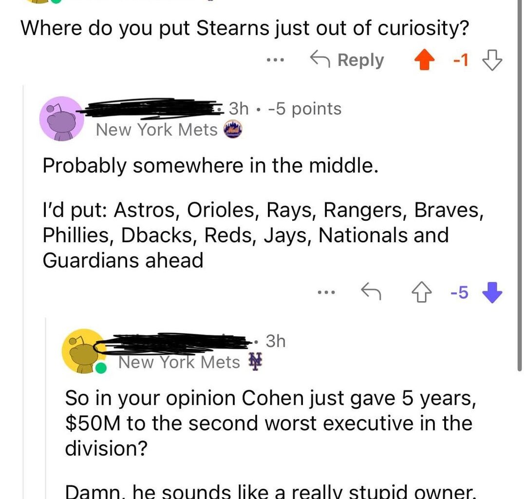 Is Stearns Mid? I had this interesting discussion on the baseball sub and I’m starting to question if we just have $50M to a league average executive?