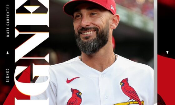 Welcome back, Matt! We have signed three-time All-Star INF Matt Carpenter to a one-year contract for the 2024 season.