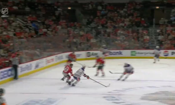 Jason Dickinson steals one in the neutral zone and wrists one home to open the scoring