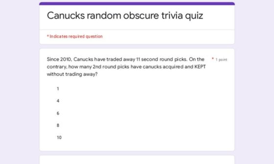 Canucks random obscure trivia quiz recent history
