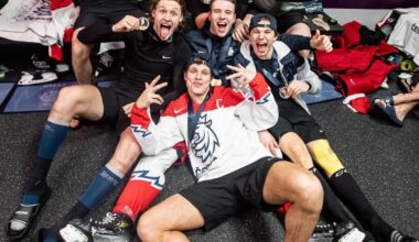 The bronze and gold medalists of the World Juniors 2024