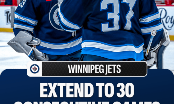 The Winnipeg Jets have not allowed more than three goals in a game for 30 consecutive games