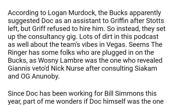 Apparently Giannis didn't want Nick Nurse after consulting with Siakam and OG