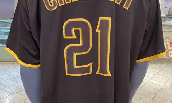 Did the Padres update the color for the name/number on the road jersey?