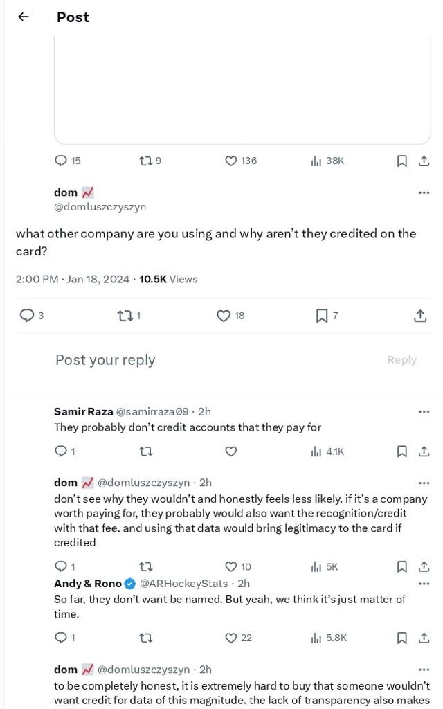 Full Twitter exchange between Dom Luszczyszyn and Andy & Rono