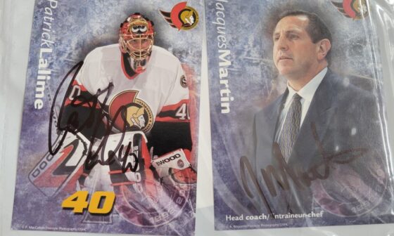 Signed Jaques Martin and Patrick Lalime 2001-02 Schedules