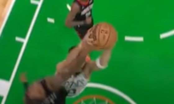 TRIED POSTING THIS ON R/NBA BUT THEY DONT ALLOW PICS. ALL BALL. THIS IS FOR ALL THE WEENIES. CAMS HAND ON THE BALL AND FINGERS CAUSED THE DEFLECTION.