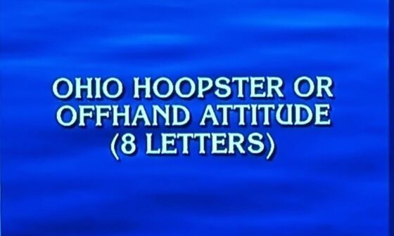 On Jeopardy! last night. Category was Crossword Clues "C"