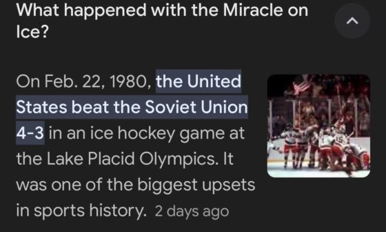 Yesterday was anniversary of Miracle On Ice. If only u was alive to witness the game