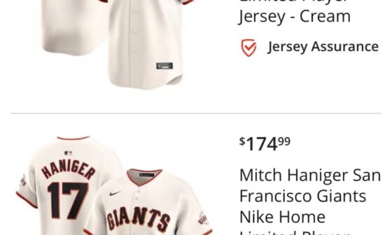 Dave (@gggiants) on X - Fanatics currently offers 4 Giants players in the new Nike Vapor Limited Jersey. Joc Pederson (currently a Diamondback), Mitch Haniger (currently a Mariner), Joey Bart (almost certainly won’t be on the roster by April), and Logan Webb. Amazing!