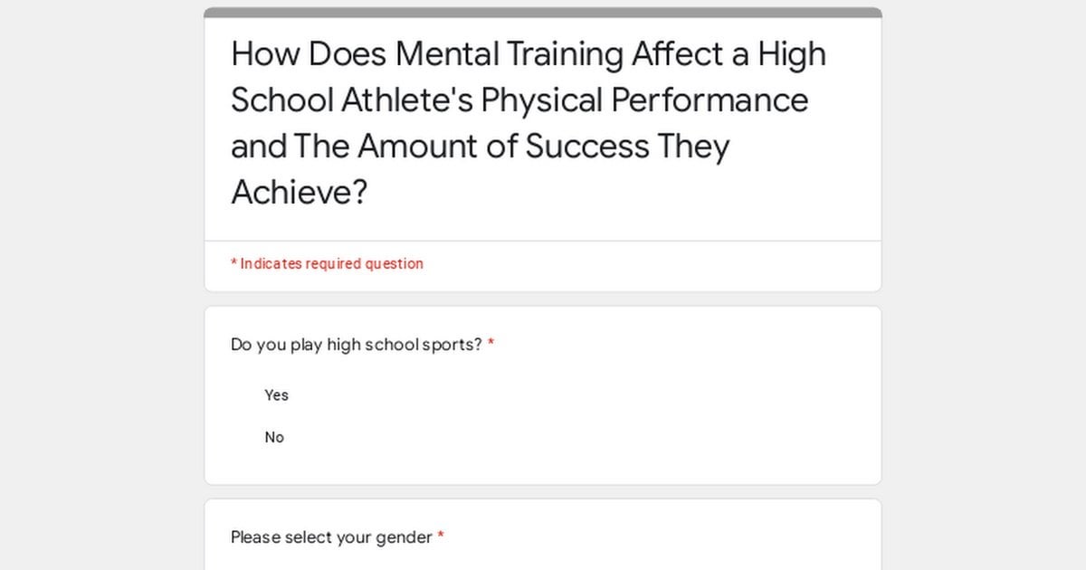 How Does Mental Training Affect a High School Athlete's Physical Performance and The Amount of Success They Achieve?