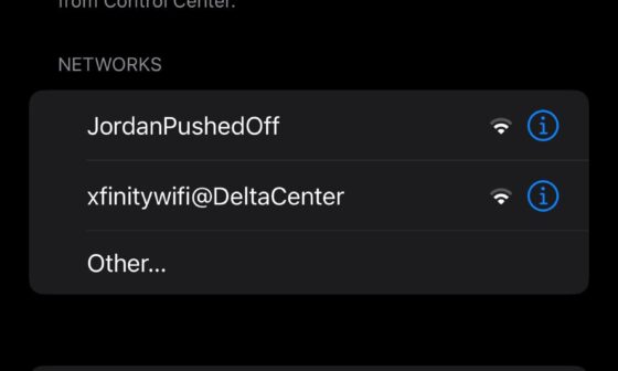 Hahaha… the name of this wifi network at the Delta Center