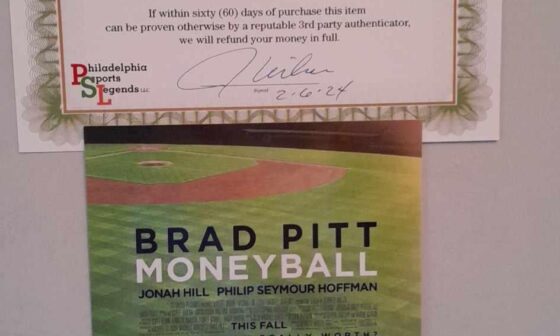 Billy Beane Autograph with certificate of authenticity