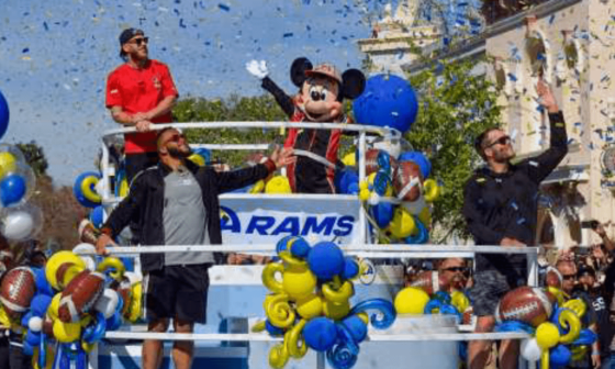 Stafford, Kupp and AD celebrating at Disneyland after winning Super Bowl LVI