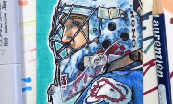 I drew Patrick Roy on the Avs (This was my favourite mask design of his)