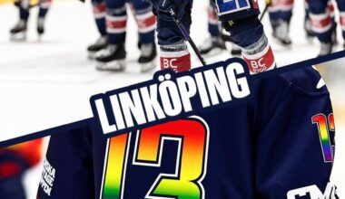 All the teams jerseys during the SHL pride week.