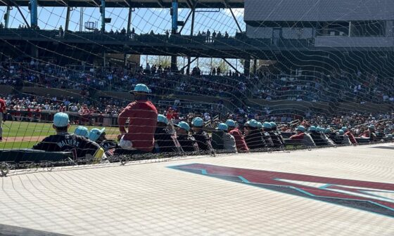 Pics from today’s game. Seats next to the dugout