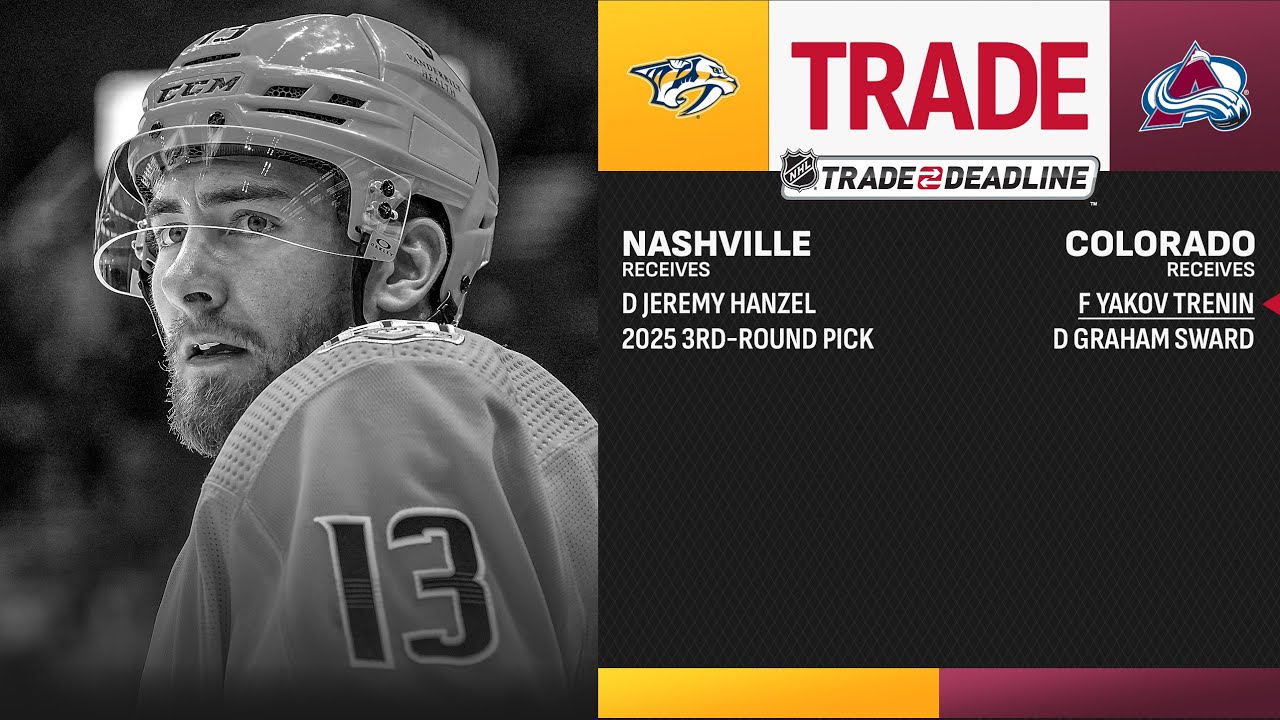 Avalanche acquire F Yakov Trenin from the Nashville Predators