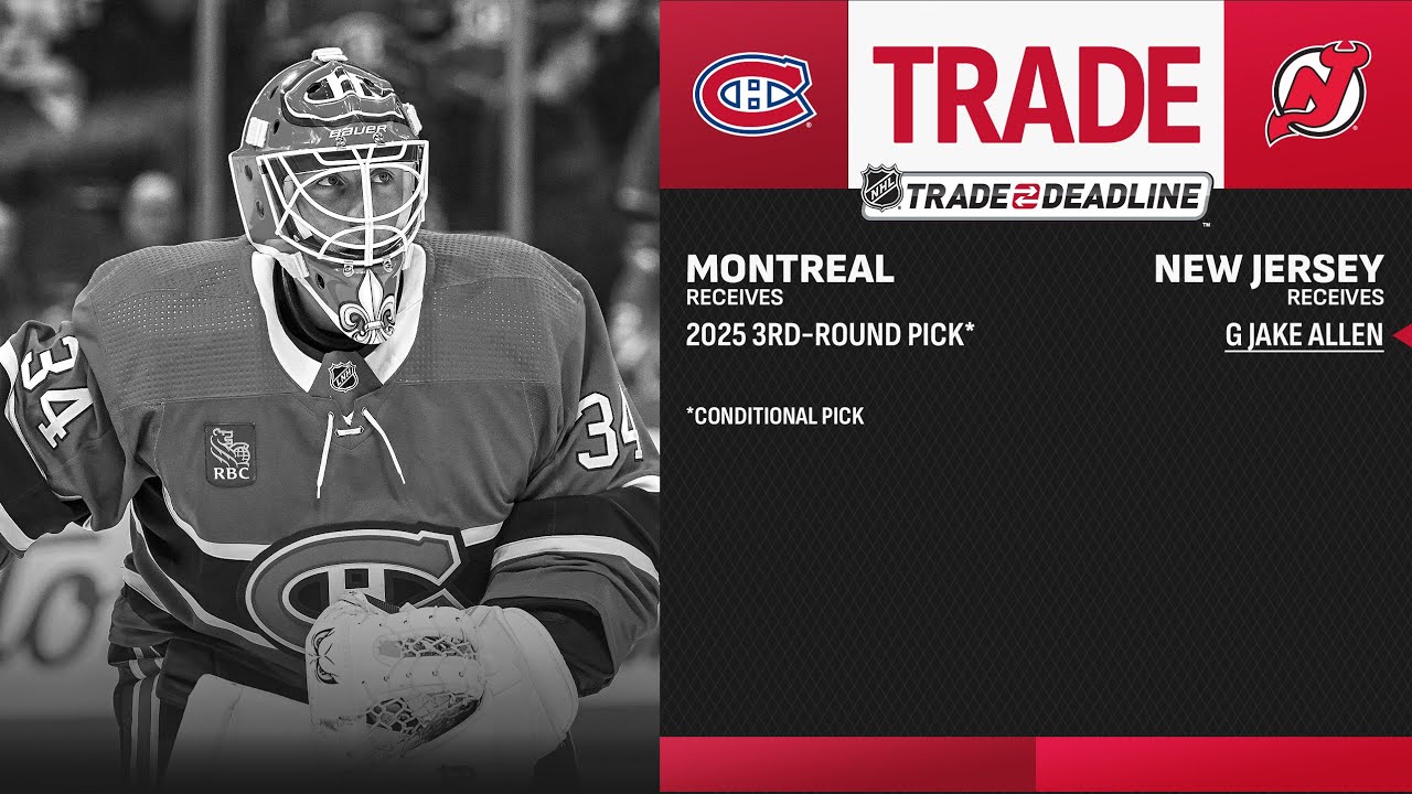 Goaltender Jake Allen traded to the New Jersey Devils