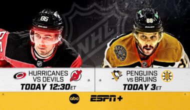 Hurricanes vs. Devils, Penguins vs. Bruins Doubleheader, TODAY on ABC and ESPN+