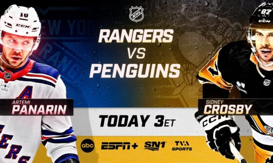 Don't miss the Rangers vs. Penguins, today at 3PM ET on ESPN+ and ABC!