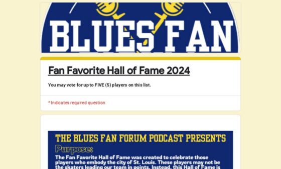 Voting ends tomorrow for the unofficial St. Louis Blues Fan Favorite Hall of Fame. Get those votes in!
