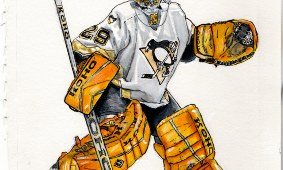 I drew Marc-André Fleury and made Stickers. I loved his yellow Koho pillows from his Rookie season!