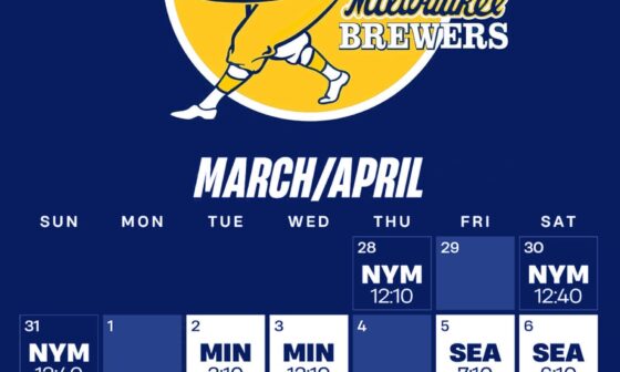 Brewers Phone Wallpaper Schedules for March/April 2024 ⚾️