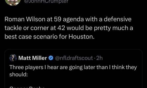 Predicting one of Javon Baker or Roman Wilson being a Houston Texan WR by the end of April