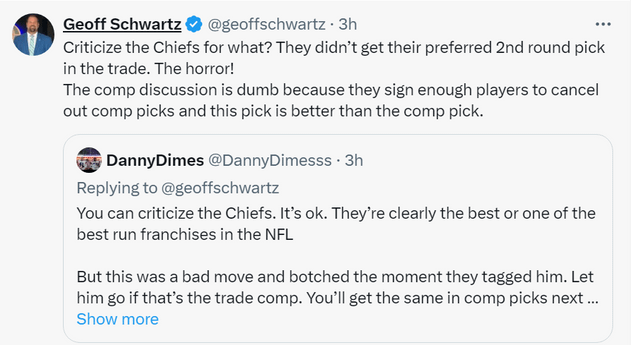 To everyone upset about the compensation for Sneed, y'all should listen to the Schwartz brothers.