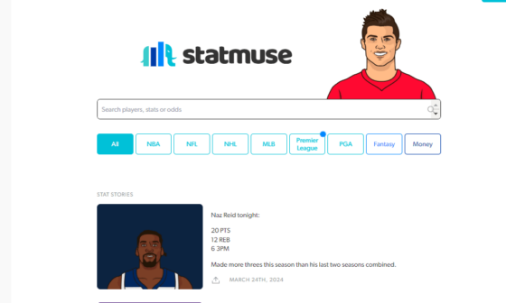 Just a screenshot of Naz Reid as the lead on Statmuse this morning