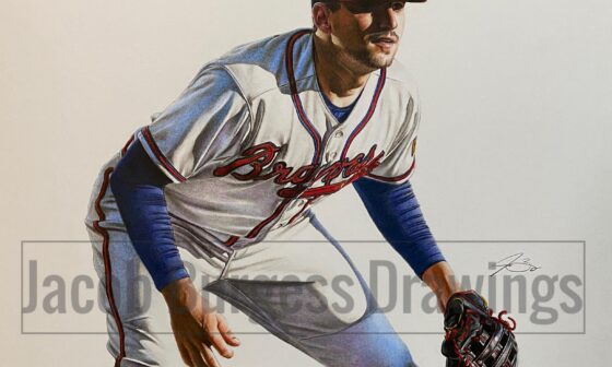 Just finished up with my latest hand drawn colored pencil drawing of Austin Riley 😎🤙🏻