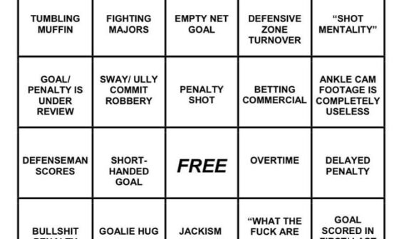 I made a Bruins gameday Bingo card
