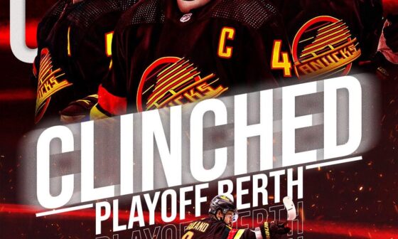 THE CANUCKS HAVE OFFICIALLY CLINCHED A PLAYOFF BERTH.