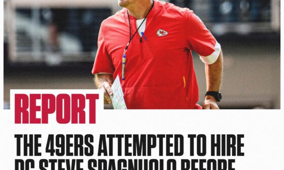 The 49ers attempted to land Chiefs' defensive coordinator Steve Spagnuolo before he signed a new contract with the reigning champs.