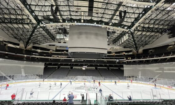 Cats on the ice for morning skate in Dallas.  E-Rod among those not skating.