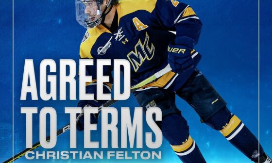 Canucks on X: GM Patrik Allvin announced today that the club has agreed to terms with defenceman Christian Felton on a one-year, entry-level contract.