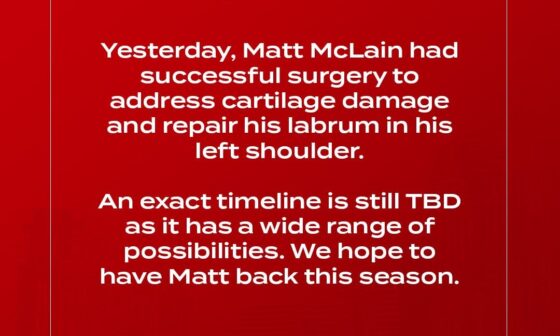 [Reds] Matt McLain has successful surgery to repair his left shoulder and the recovery timeline is still TBD