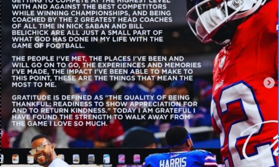 [Ari Meirov] RB Damien Harris is retiring from the NFL at age 27
