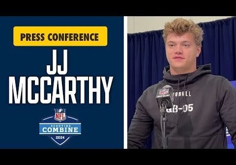 J.J. McCarthy Talks NFL Draft Prep, Interviews, Sherrone Moore, Michigan At NFL Combine I #GoBlue