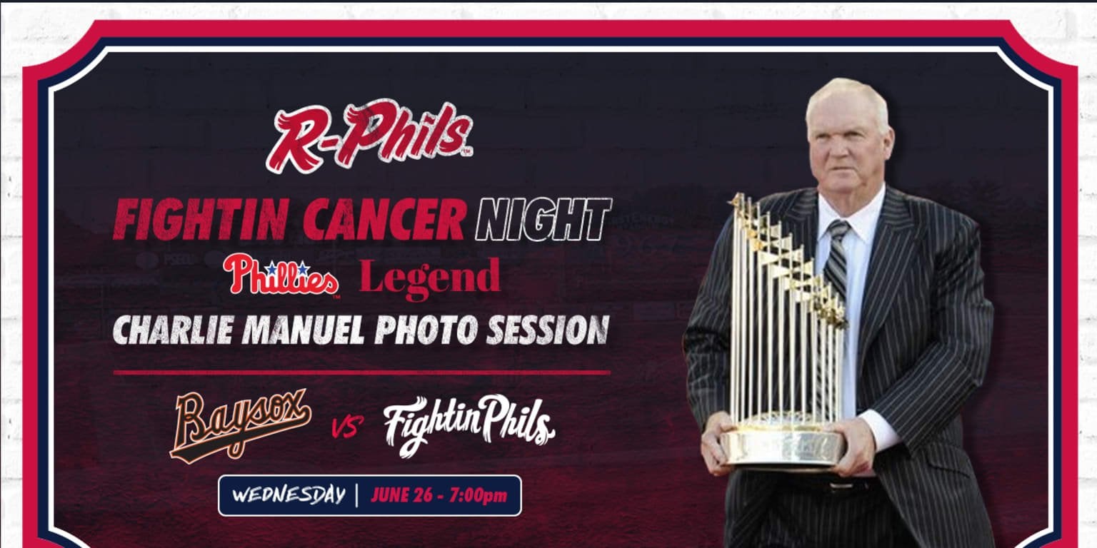 Charlie Manue appearing at  Reading Fightin Phils Fightin cancer night June 26