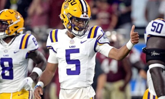 CONFIDENCE: #LSU QB Jayden Daniels won’t be worried about playing in the shadow of Tom Brady if the #Patriots draft him.  “I played in Death Valley after Joe Burrow. I feel like I’m ready for anything. I’m a game-changer.”  (h/t @SavageSports_)
