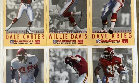 1993 Chiefs GameDay Cards