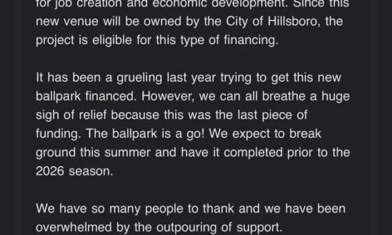 The Hillsboro Hops Just Announced That Local Government Has Approved to Fund the Final 15 Million Needed to Build a New Stadium and Keep the Team in Hillsboro