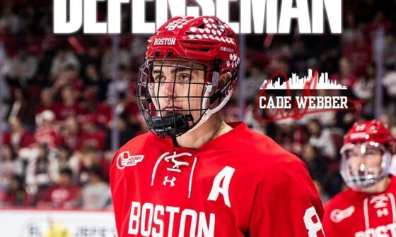 [BU Men's Hockey] Never a doubt who was getting this award. Congrats to Cade Webber on being selected as the Best Defensive Defenseman in Hockey East!