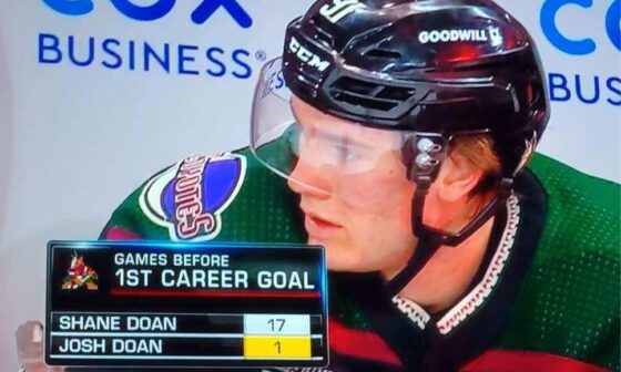 Josh Doan scored his first NHL goal 17 times faster than his father, Shane Doan did