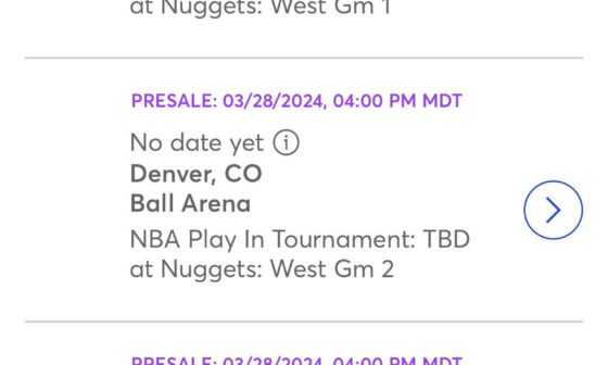 Why is Ticketmaster selling Play-In game tickets for the Nuggets?